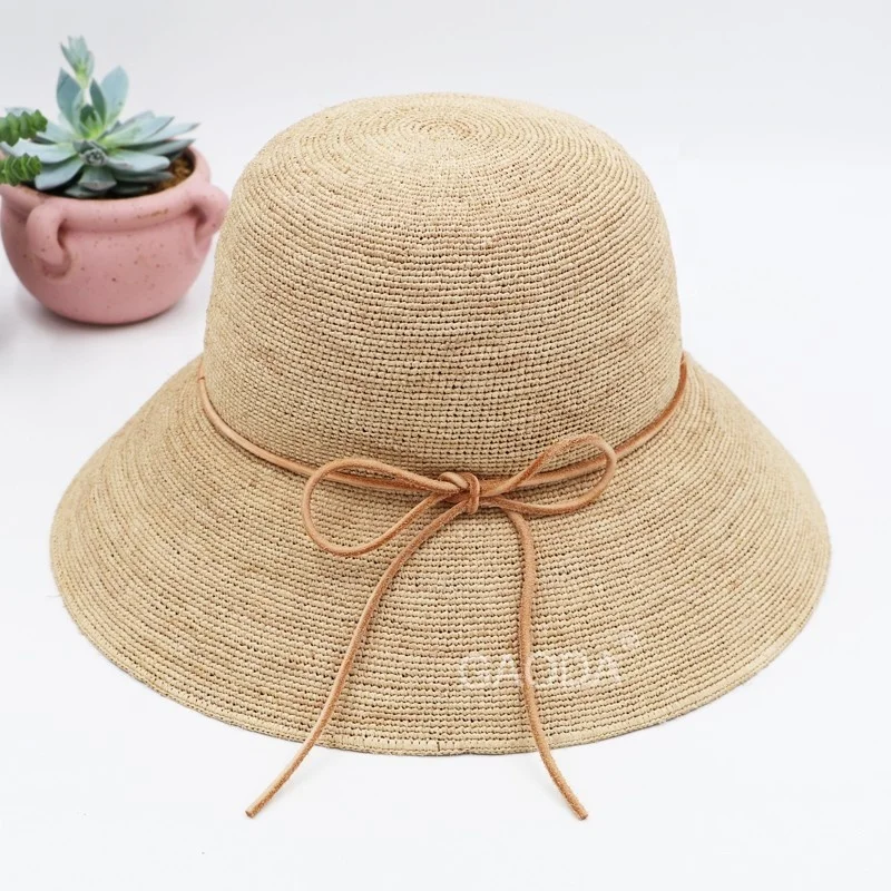 Raffia straw folding travel hats high quality hats women