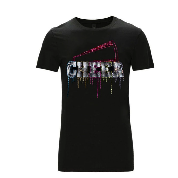 С черным пустым спандексом футболки крутые шикарные хип-хоп футболки на заказ хрустальные пианино горный хрусталь Мода Горячая Распродажа High Street o-образным вырезом