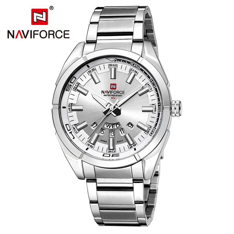 NAVIFORCE 9038 watch Luxury Brand Quartz Watch Men Waterproof Sport Watches Full steel Black Wristwatches relogio masculino