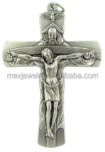 Religious Silver Tone Bishop Minister Pectoral Crucifix Jesus Christ Cross Pendant