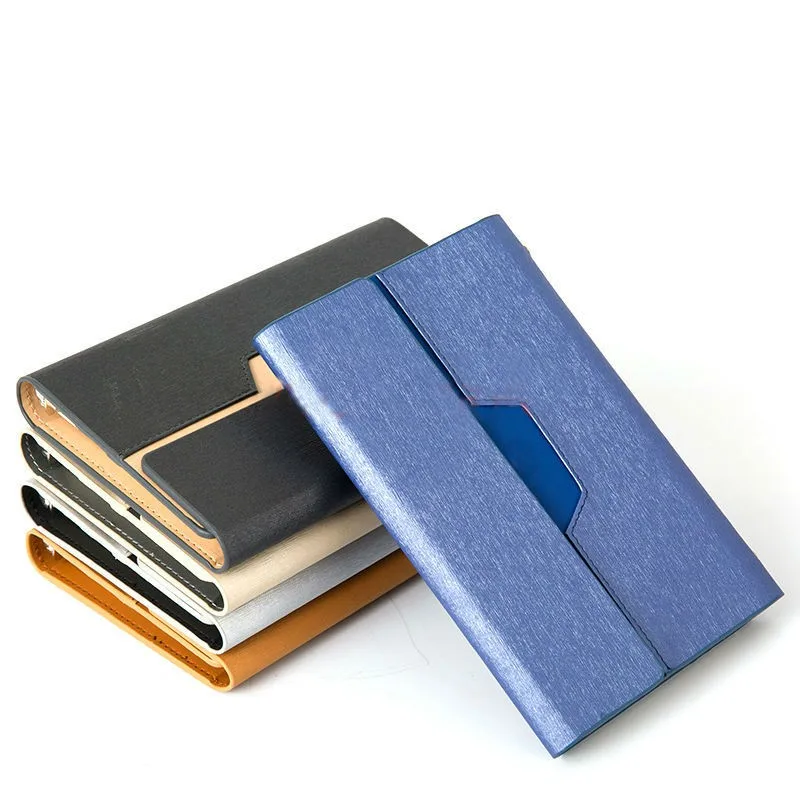 Tri Folding Leather Notebook Hidden Magnetic Closure Three