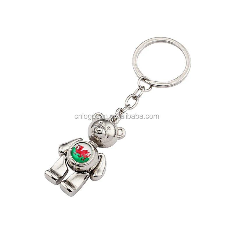 High quality promotional gifts mini 3D metal key chain with custom logo jointed teddy bear keychains