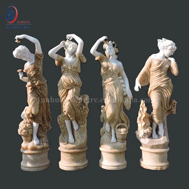Custom Italian Colored Marble Statues Set 4 Season Sculptures