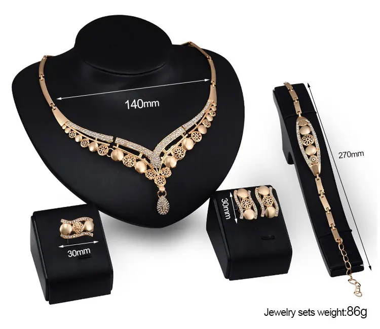 Women dubai gold plated luxury jewelry display set