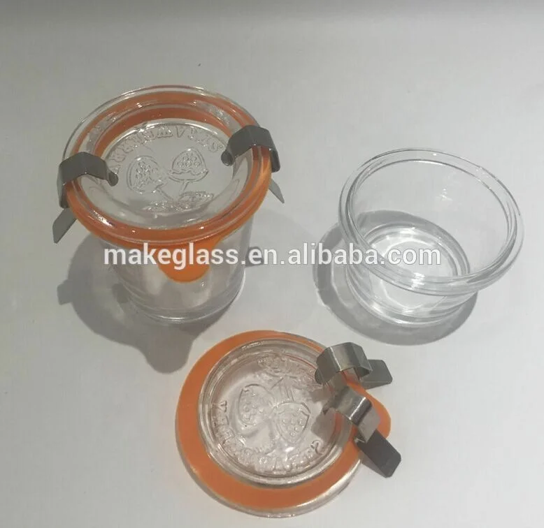 50ml,100ml,300ml,500ml Tapered Jelly Glass weck Jars With Glass Rubber Seal Lid and Clamps