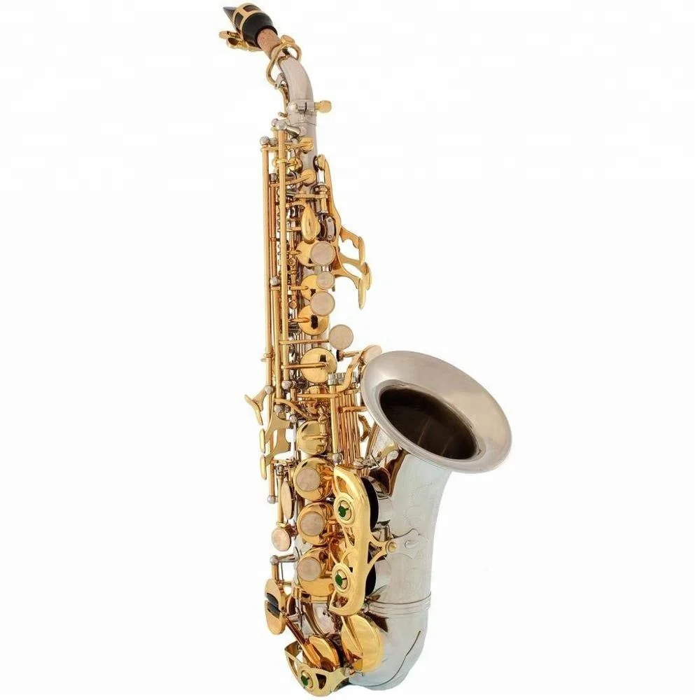 
Nickel Silver Body and Gold Keys Bb Saxophone Soprano 