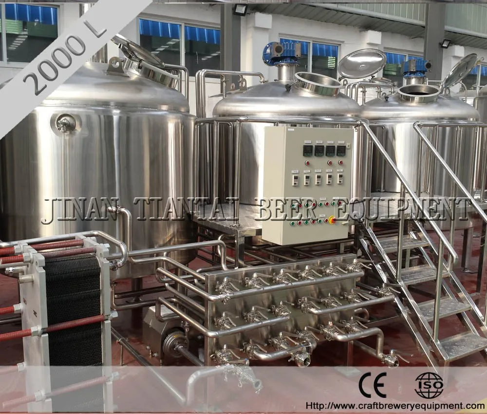 Tiantai Cost of 2000L craft beer brewery system to making beer