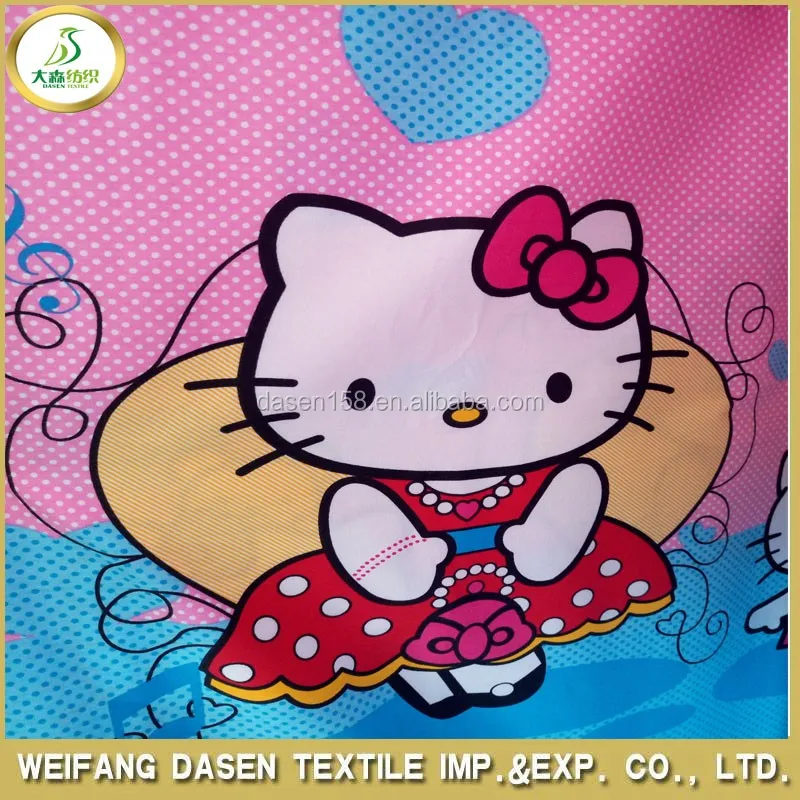 chinese wholesale supplier hello kitty polyester fabric for bedspread