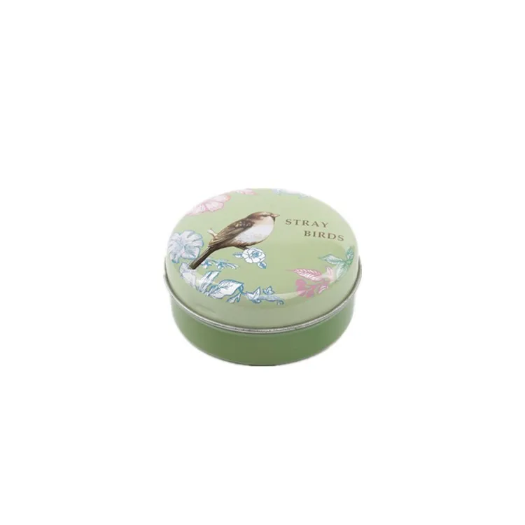 R0832H Small cute round cosmetic lip balm metal mini tin box
