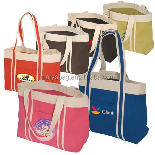 
 Сумка из натурального хлопка с контрастными ручками, 10 унций  