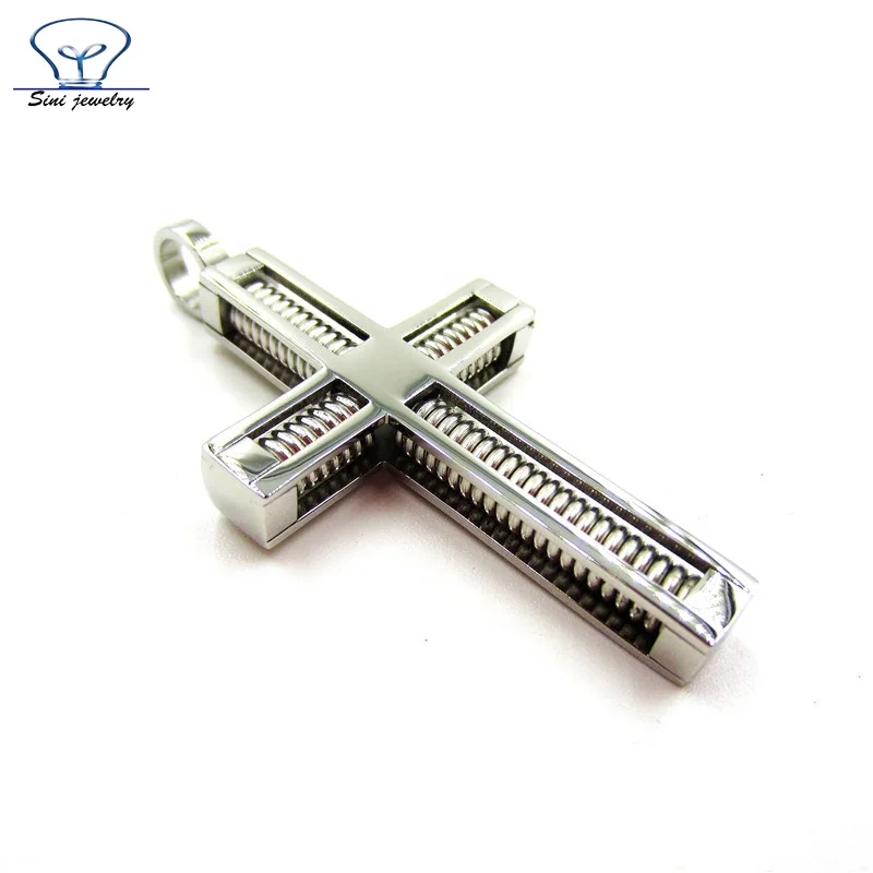 Stainless steel unique cross pendant with IP Black Spring scalar energy pendant