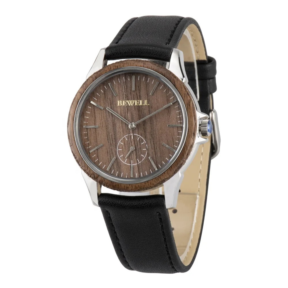 New design unisex nickel free watch stainless steel back cover wood leather watch for men and women
