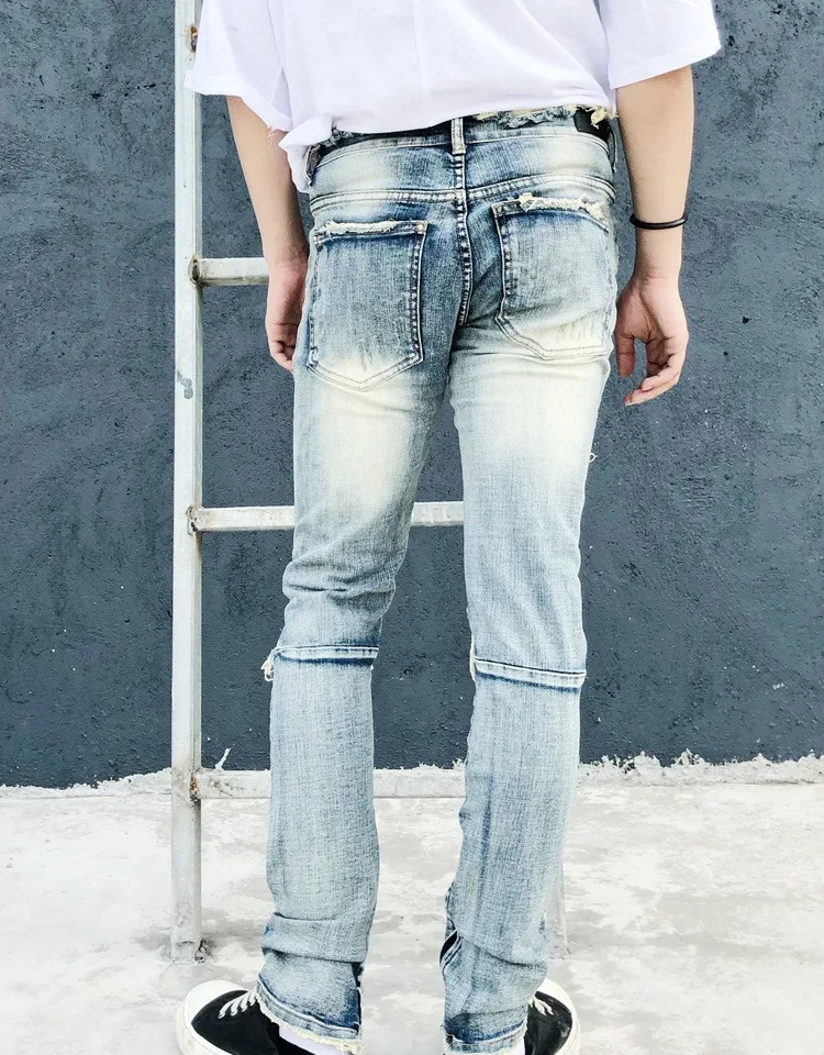 OEM  new style ripped pent style stock dropshipping 	men jeans trousers