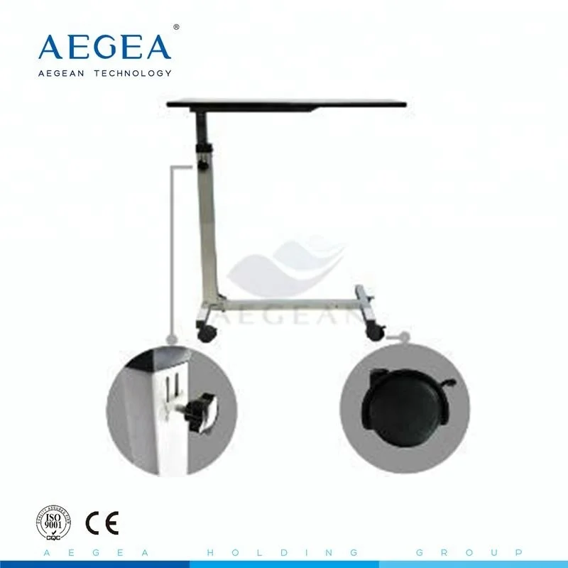 AG-OBT001B Movable medical steel frame overbed hospital adjustable tray table