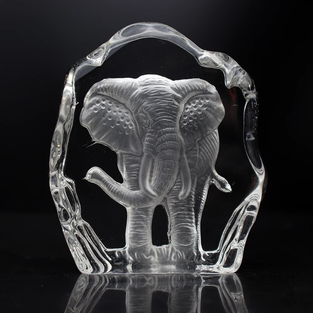 Small Crystal Engraving Elephant Sculpture Paperweight Indian Wedding Door Gifts