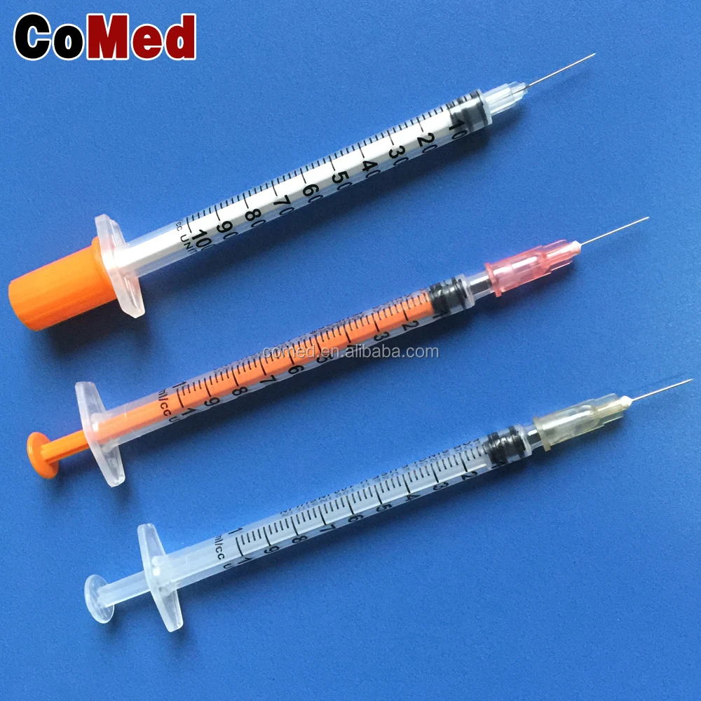Disposable 100U 30G painless 1 ml orange insulin syringe factory manufacture