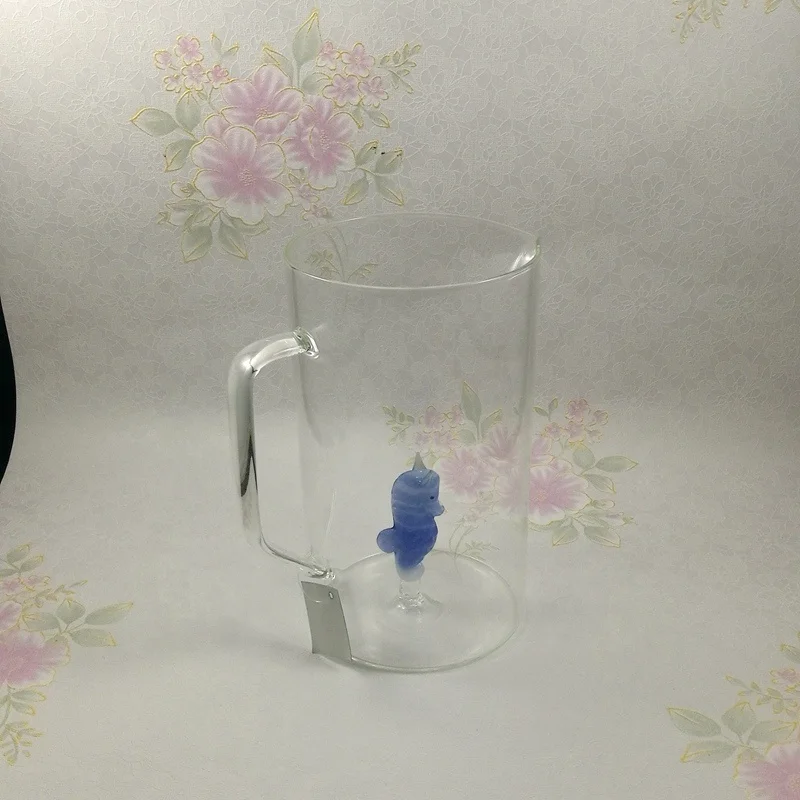 2021 New Released Creative Glass Jar/Giant Boro Glass Jar/2L Glass Jug with Figurine Seahorse Inside for Kitchen Glassware
