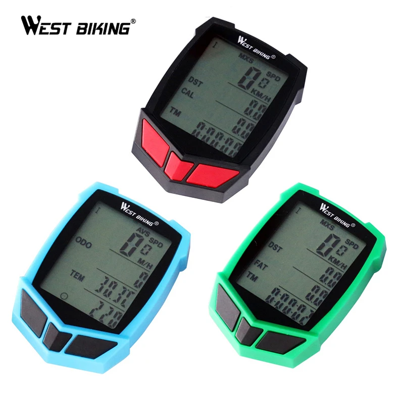 
WEST BIKING Bike Computer Mount 20 Functions Speedometer Odometer Cycling Computer Waterproof Wireless Exercise Bicycle Computer 