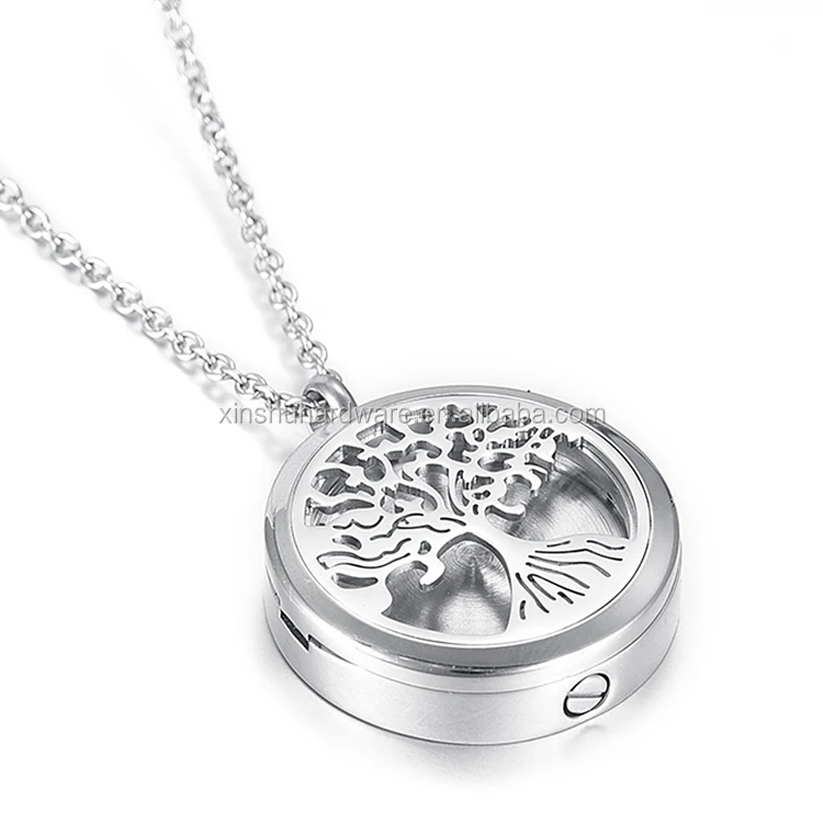 Factory Custom 316L Stainless Steel Photo Frame Diffuser Locket Keepsake Memorial Urn Jewelry Pendant Necklaces