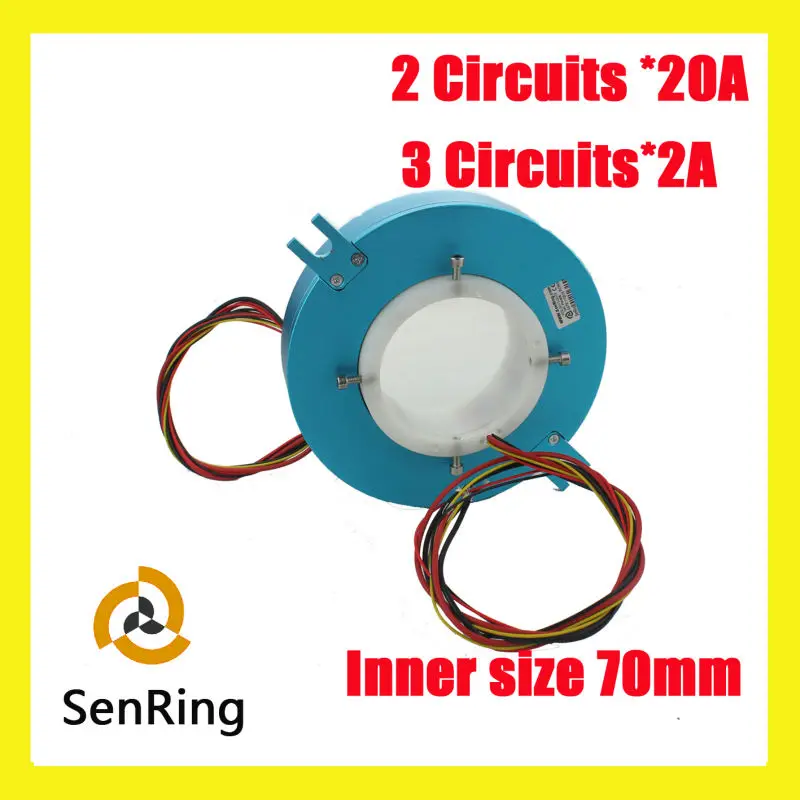 Pancake slip ring thickness 30mm with 2 circuits 20A and 3 circuits signal