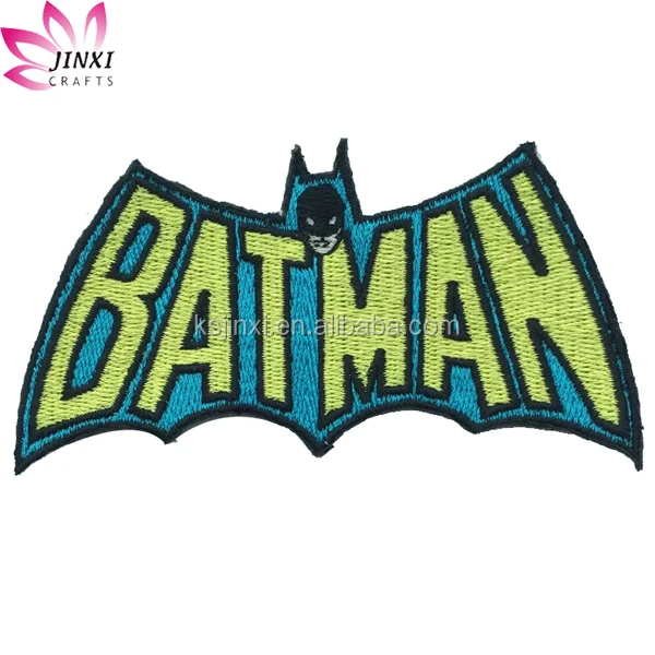 Custom bat man shape iron on embroidered patch