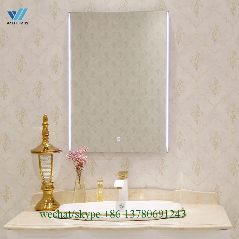 
Hot selling Wall mounted bathroom vanity LED mirror with time and temperature display 