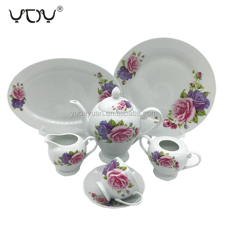 new bone china 47pcs custom desgin flower luxury porcelain dinnerware set ceramic