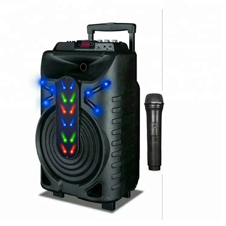 Портативный Тележка светодио дный светодиодные колонки с лазерным светом и диско-шаром беспроводной микрофон караоке динамик