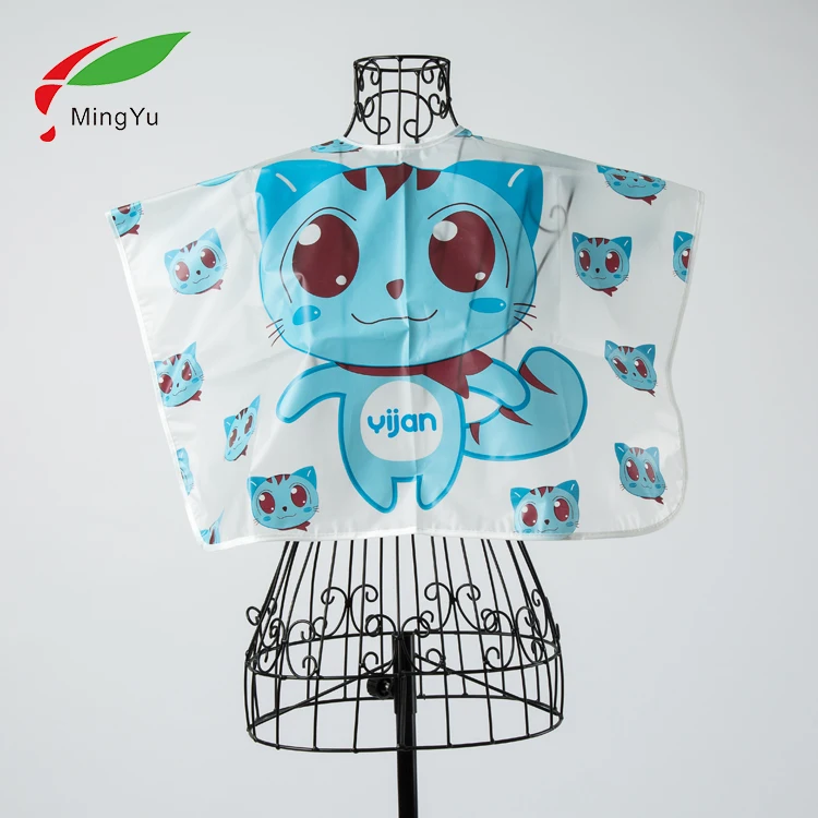 Стрижки одноразовые PE фартук пользовательские Парикмахерская накидка для детей