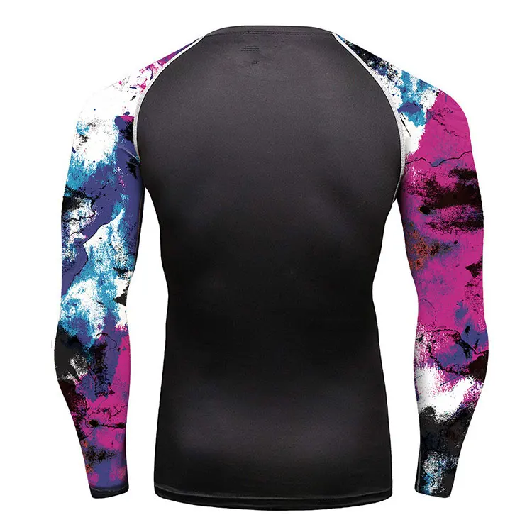 OEM Design jiu jitsu grappling long sleeve Pink Rock mma rush guard compression