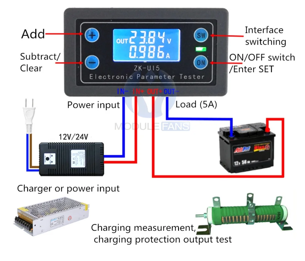 DC 5V-38V Digital LCD Display Voltmeter /ZK-U15 Digital LCD Display Voltmeter