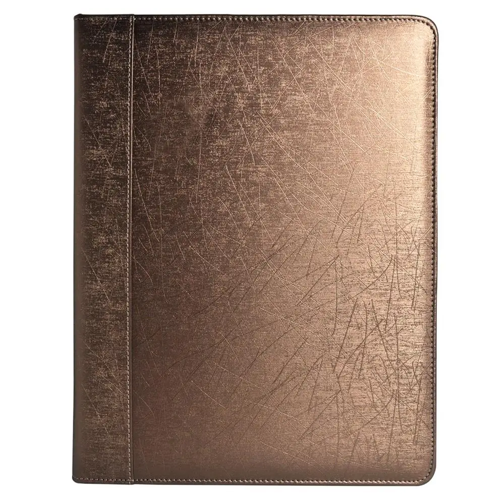brown leather business planner organizer binder folder
