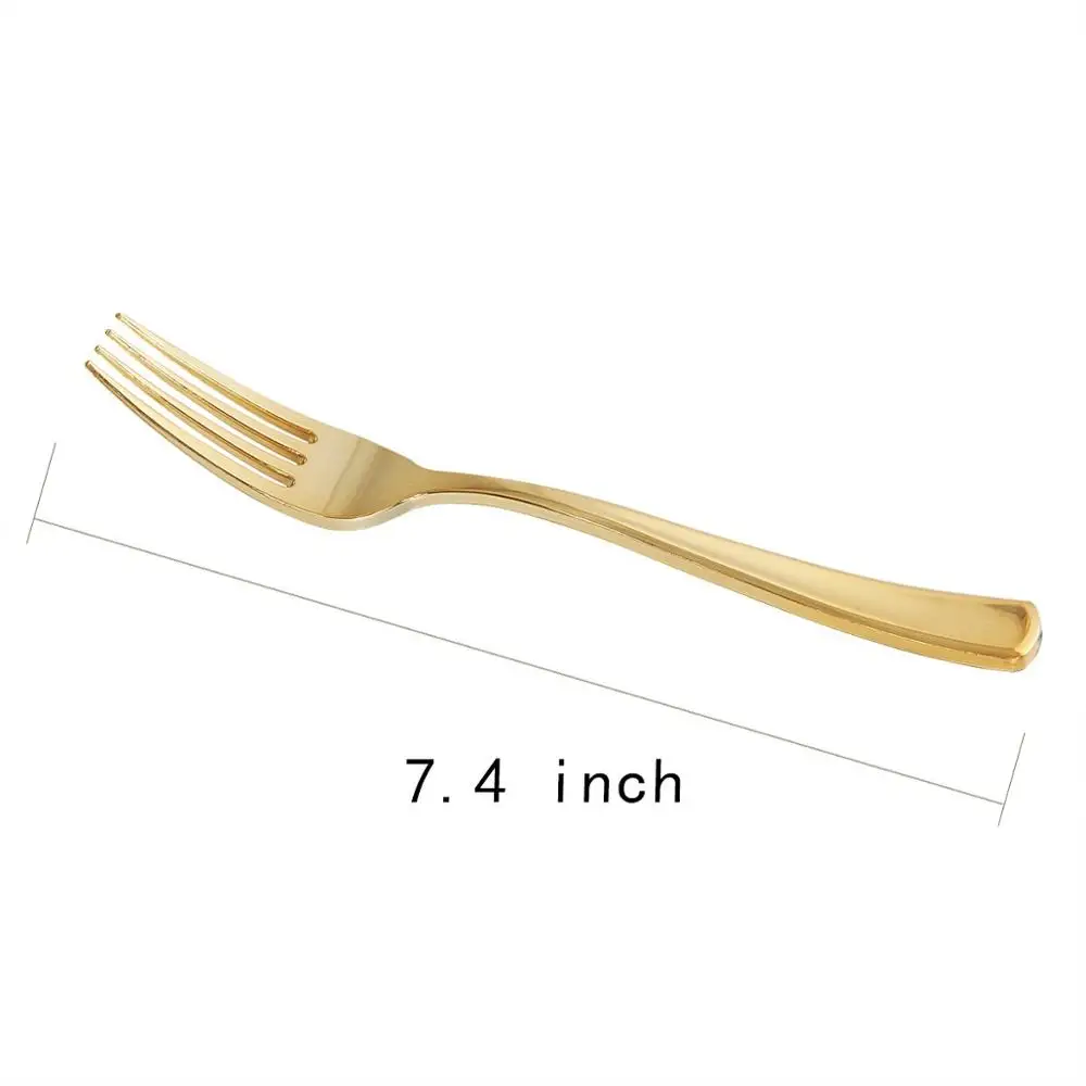 
Gold Plastic Forks 125 Pack Disposable Cutlery, Heavy Duty Flatware, Plastic Silverware Set for Catering Events, Parties, Dinner 