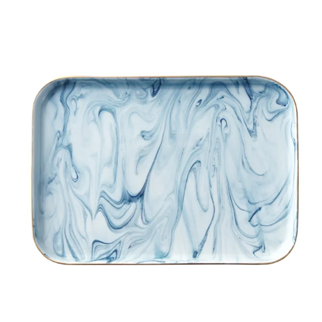 High quality popular Customized elegant  marble fashion plates sets dinnerware