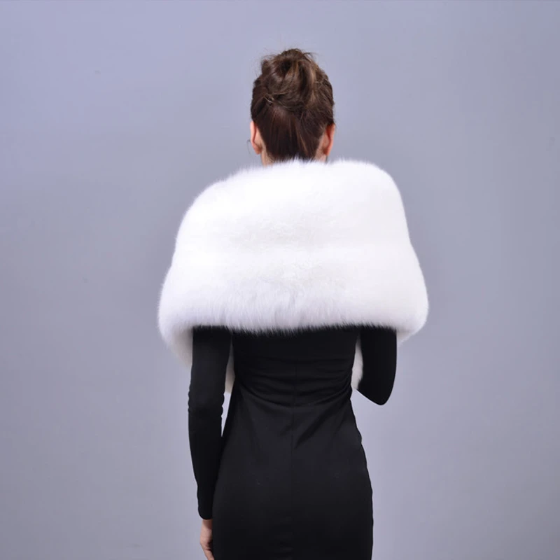 Natural white fox fur stole real fox fur cape genuine fur shawl for women