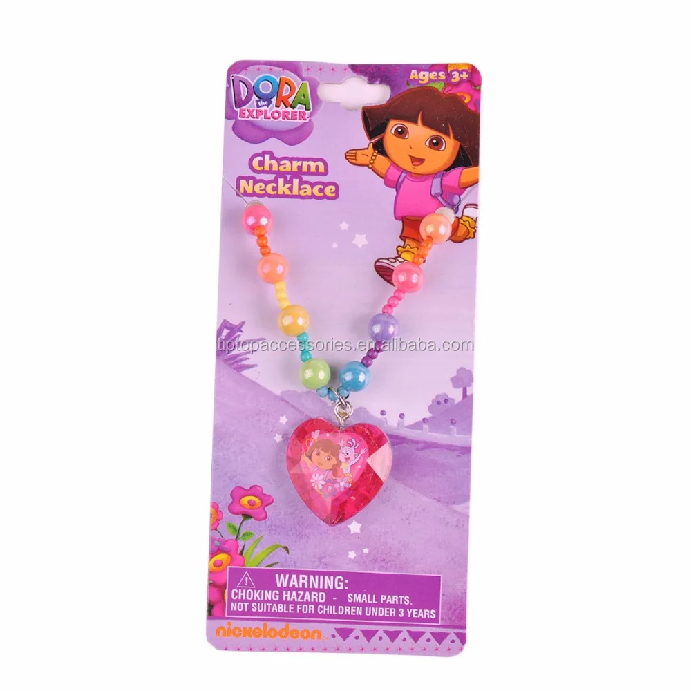 dora Plastic Bead Necklace With Charm