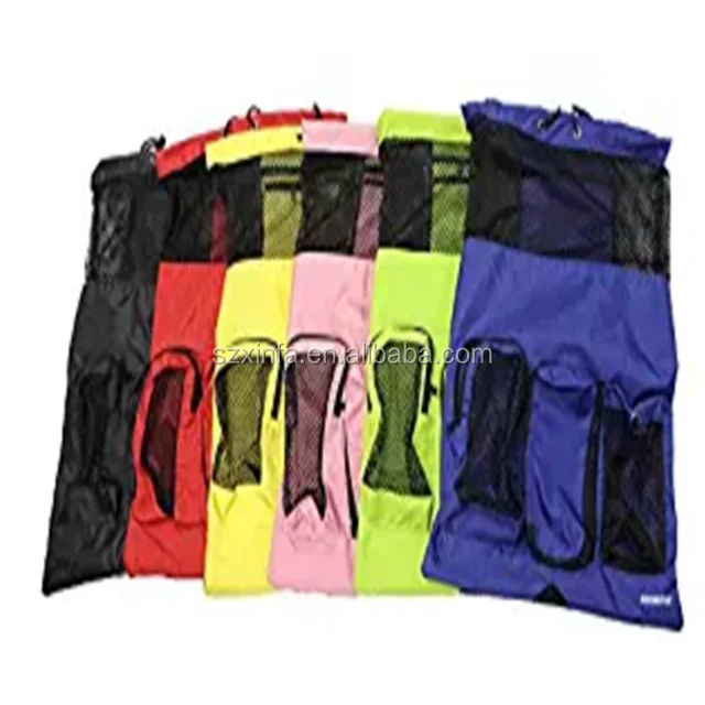 Multi Functional Mesh Bag With Drawstring Shoulder Straps For Swimming, Beach, Diving, Travel, Gym