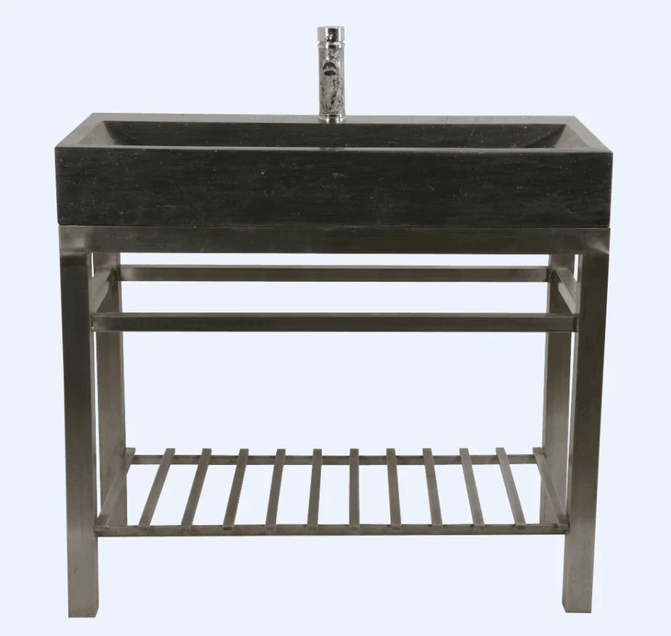 
Popular modern Natural stone console sink with metal stand 