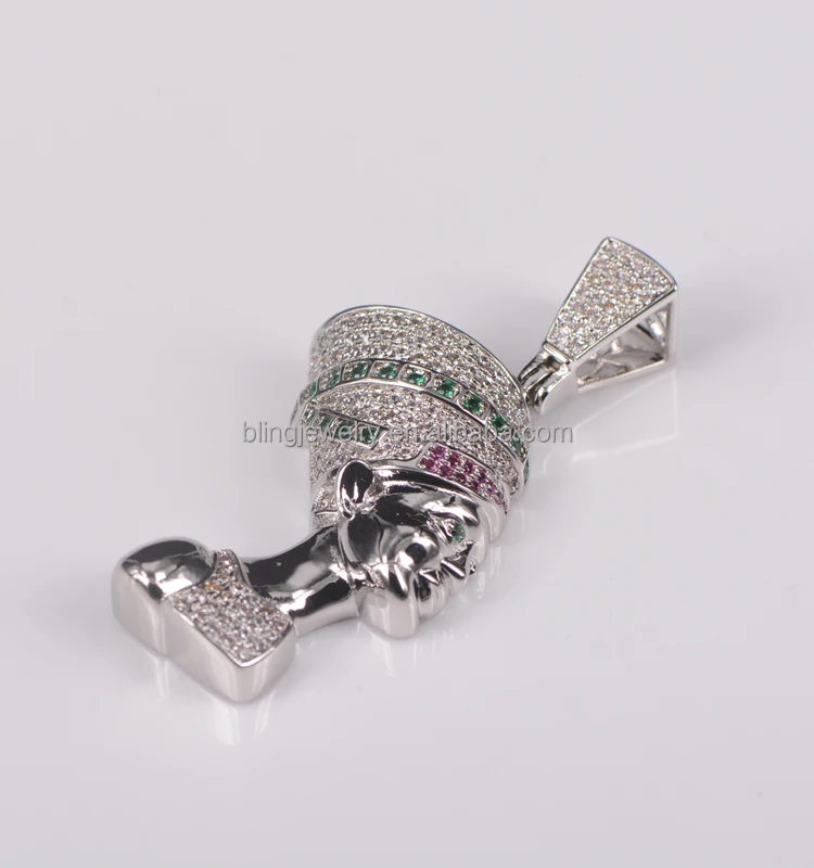 
Lab Diamond 925 Silver Egyptian Nefertiti Queen Pendant 
