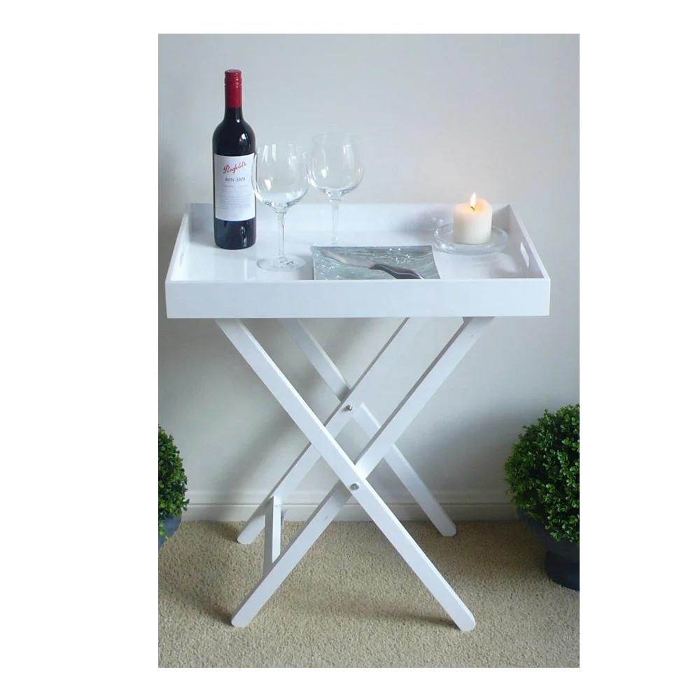 Removable and foldable white color coffee tray table serving table