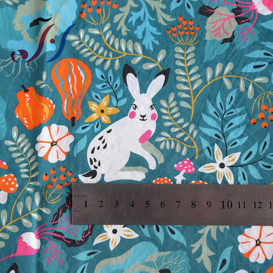 
Digital printing cute rabbit design on cotton plain poplin fabric for kids and dress 