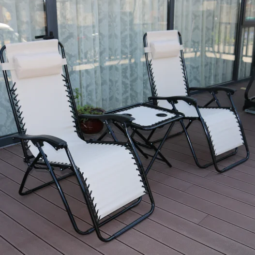 high quality powder coating unique style white Zero gravity chair and table set