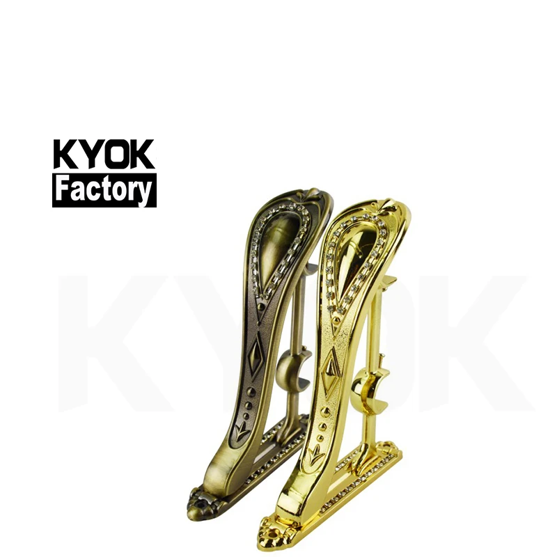 KYOK windows accessories brass curtain rods and brackets ,28*19mm double brass curtain pole brackets