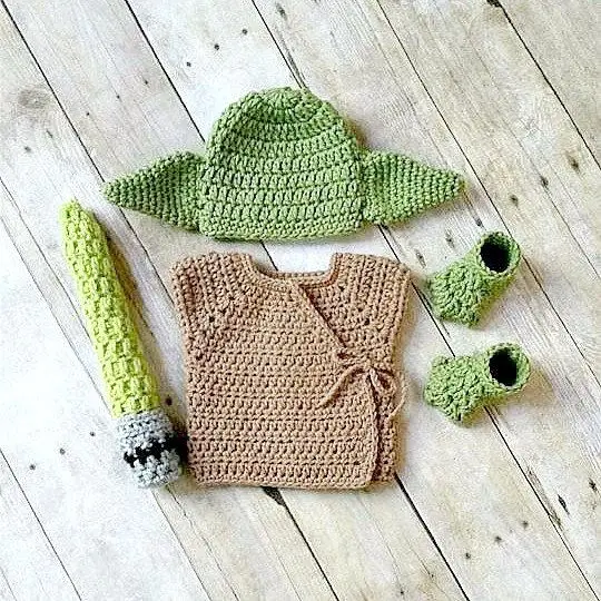 Winter Crochet Knit Yoda Hat Beanie Lightsaber Stars Wars Boutique Baby Clothing Clothes Set