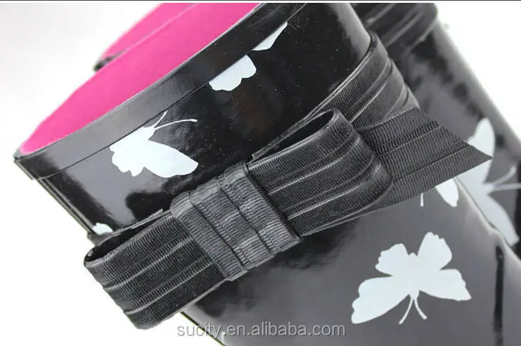 butterfly wedge heel womens rubber rain boots with strap