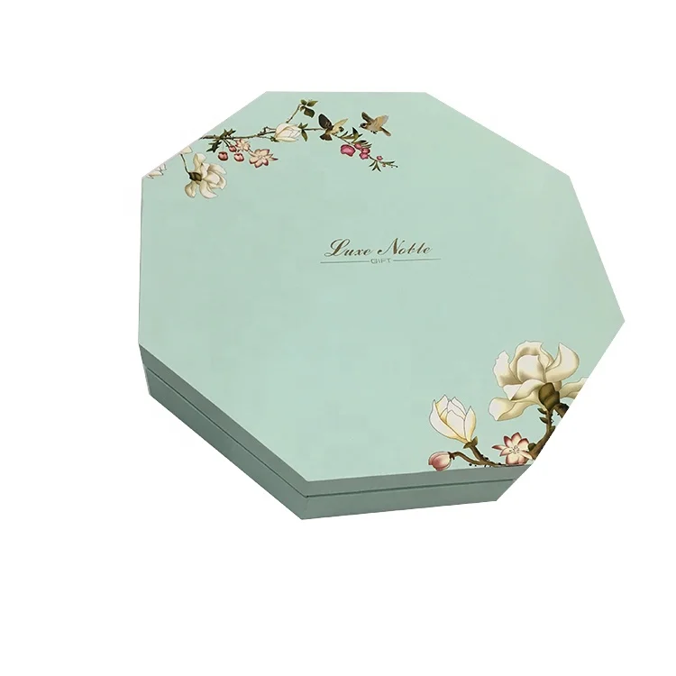Recycled Luxury Card Board Paper Packing Boxes Octagon Shape Lid And Base Gift Box
