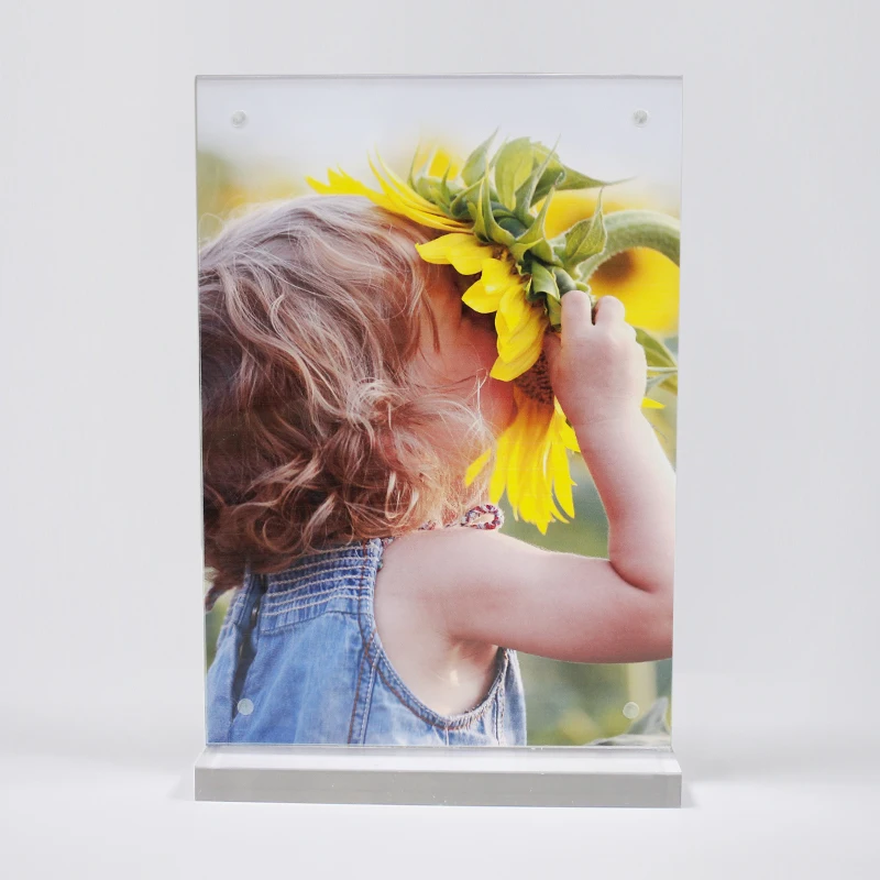 Custom size A4 A5 A6 acrylic magnetic label memo sign holder magnet photo pictures frames with thick stand 8.5x11 5x7 inches