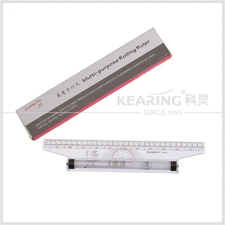 Kearing Parallel rolling ruler with 30cm&12' length, high quality rolling scale ruler for sewing engineer market #MPR30