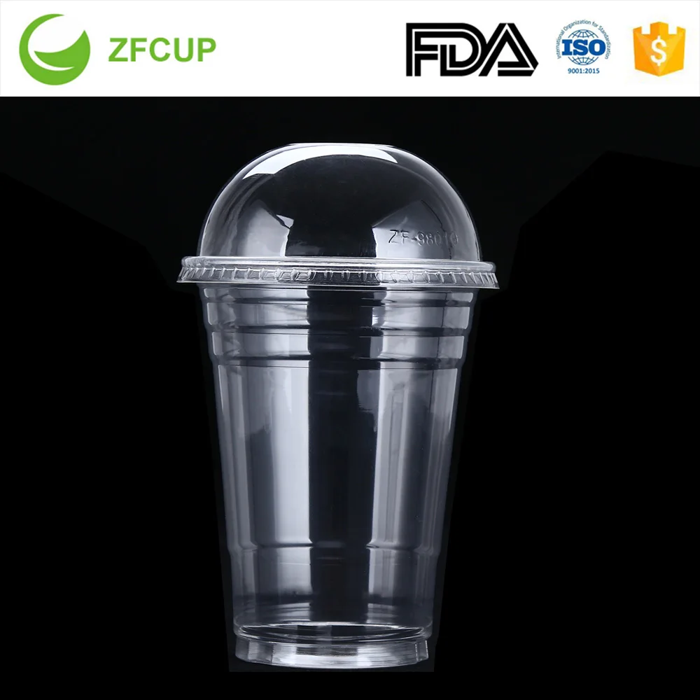 
ZFCUP 500ml Clear Disposable Juice Plastic Cup Dome Lid for Shakes 