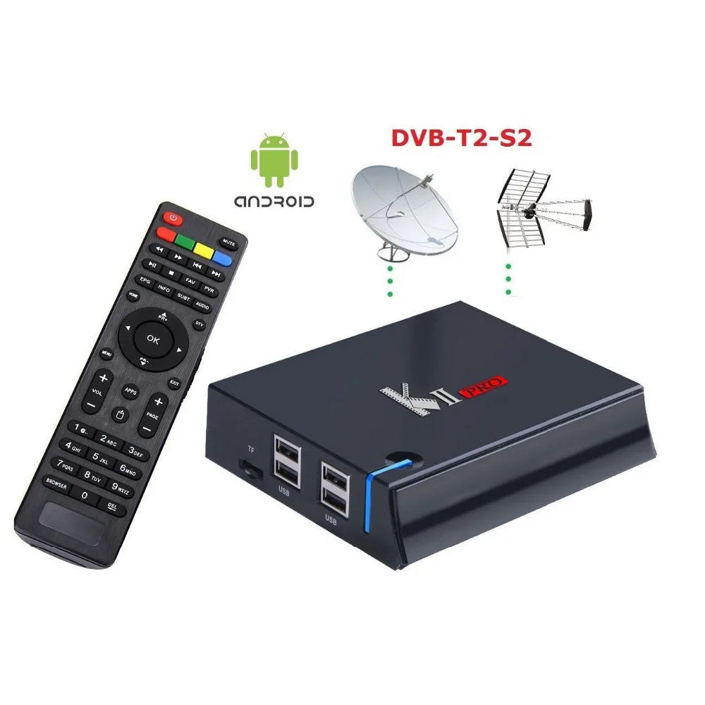 Amlogic S905 quad core smart stream tv box K2 pro dvb-s2 dvb-t2 twin tuner 2G/16G 4K UHD dual band wifi